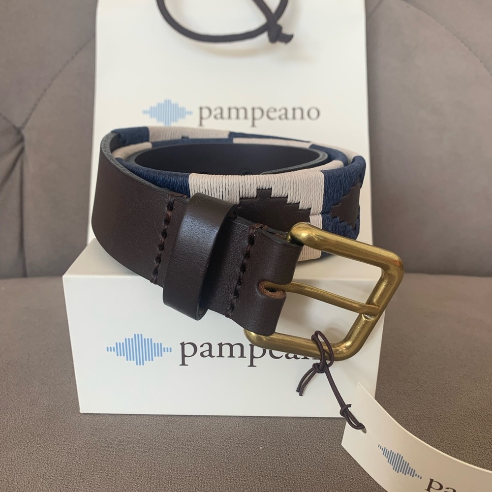 Pampeano Dark Brown and Blue Belt